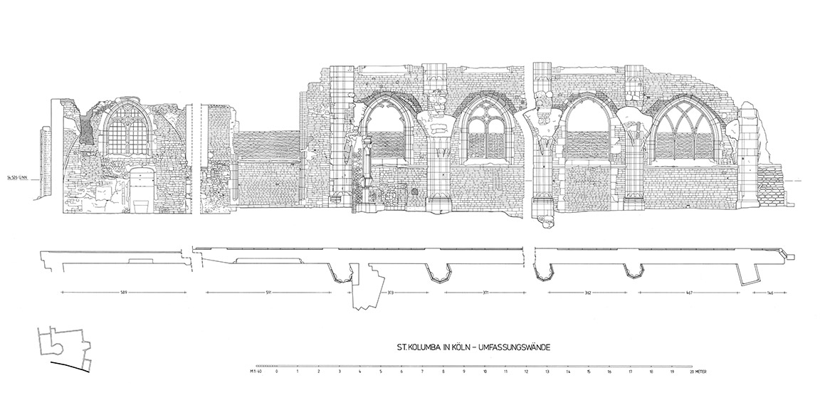 St.Kolumba in Köln, Umfassungswände, Südwand